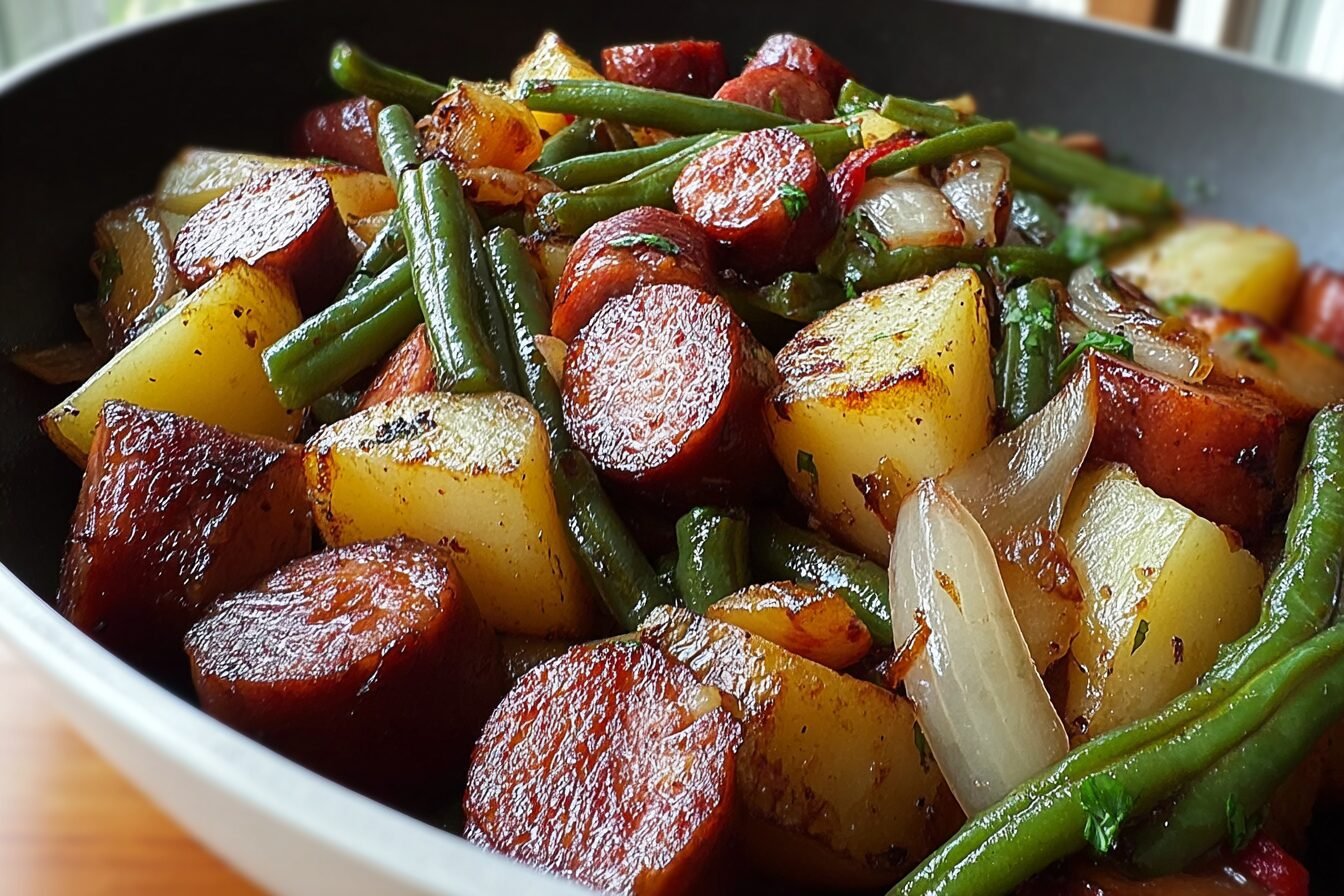 Smoked Sausage Potatoes Green Beans Skillet