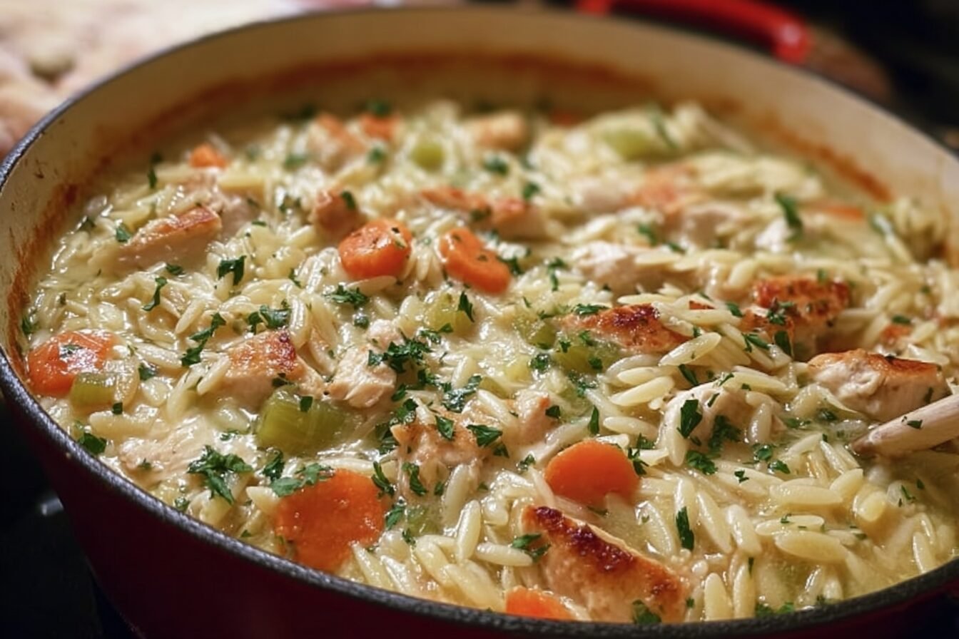Creamy Chicken Pot Pie Orzo