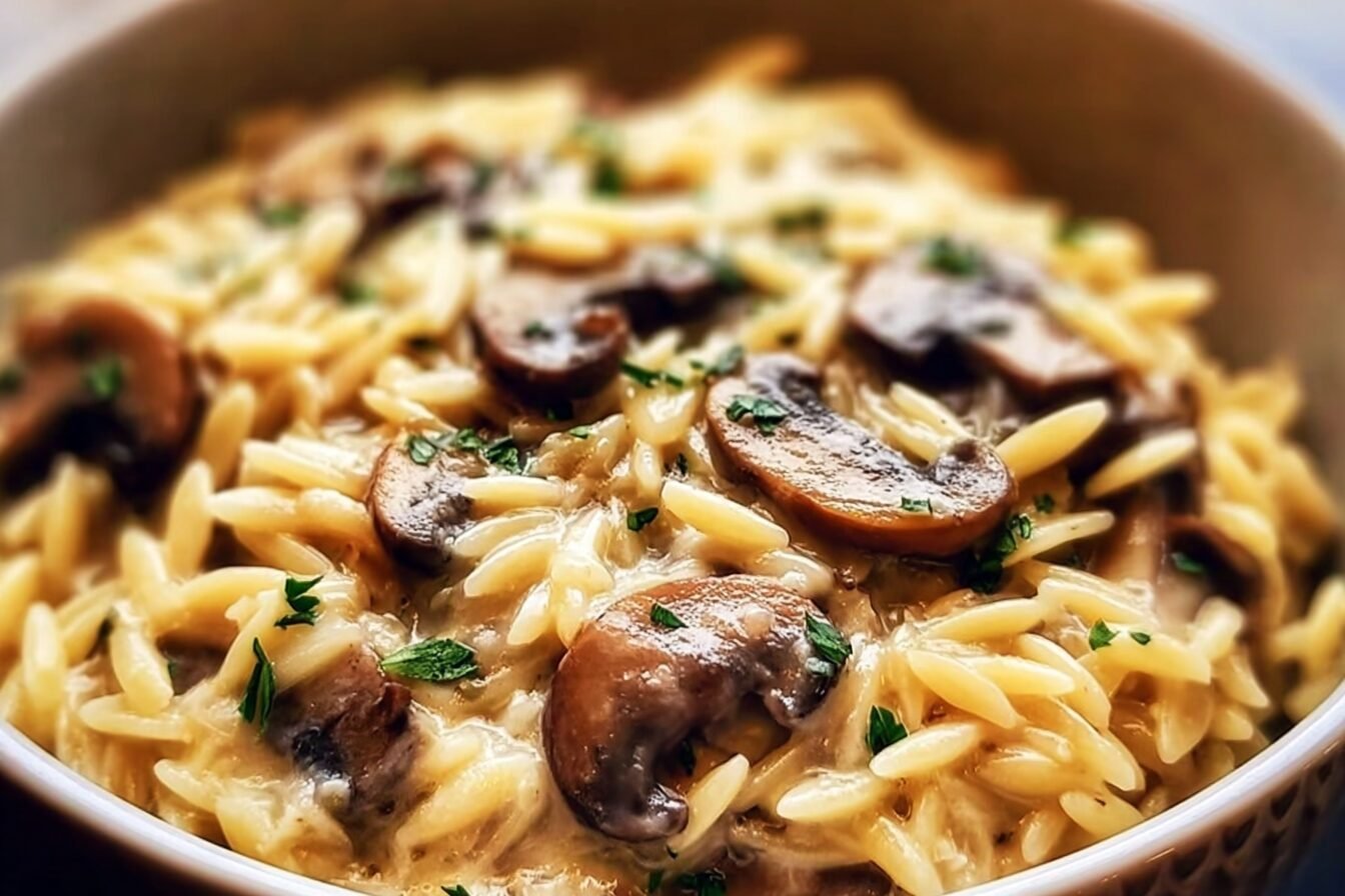 Savory Orzo Mushrooms