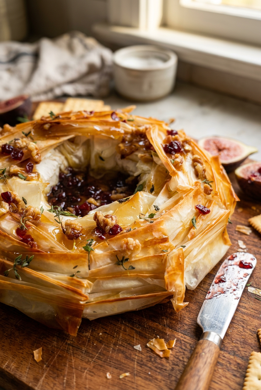 Baked Brie Phyllo Wreath
