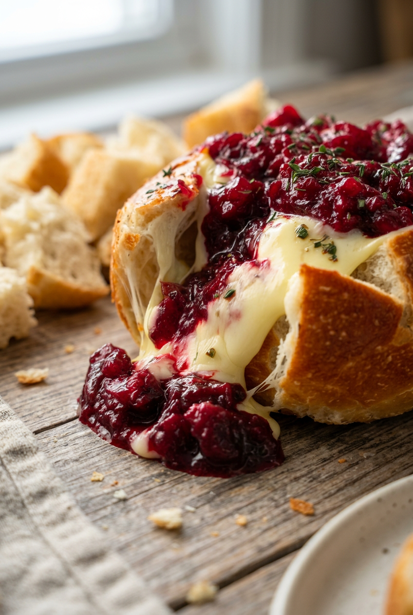 Baked Cranberry Brie Bread Bowl