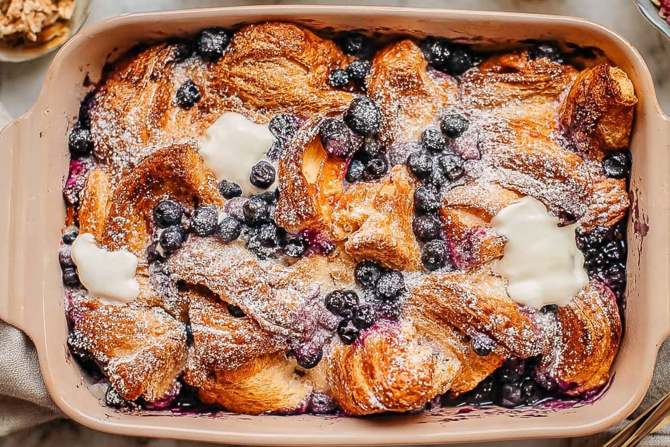 Blueberry Croissant French Toast Bake
