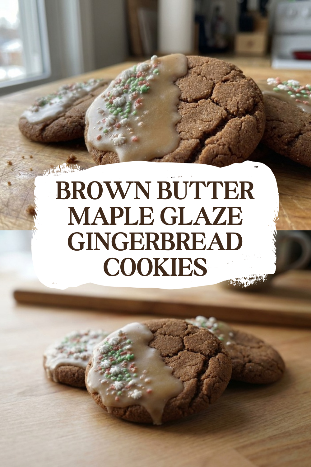 Brown Butter Maple Glaze Gingerbread Cookies