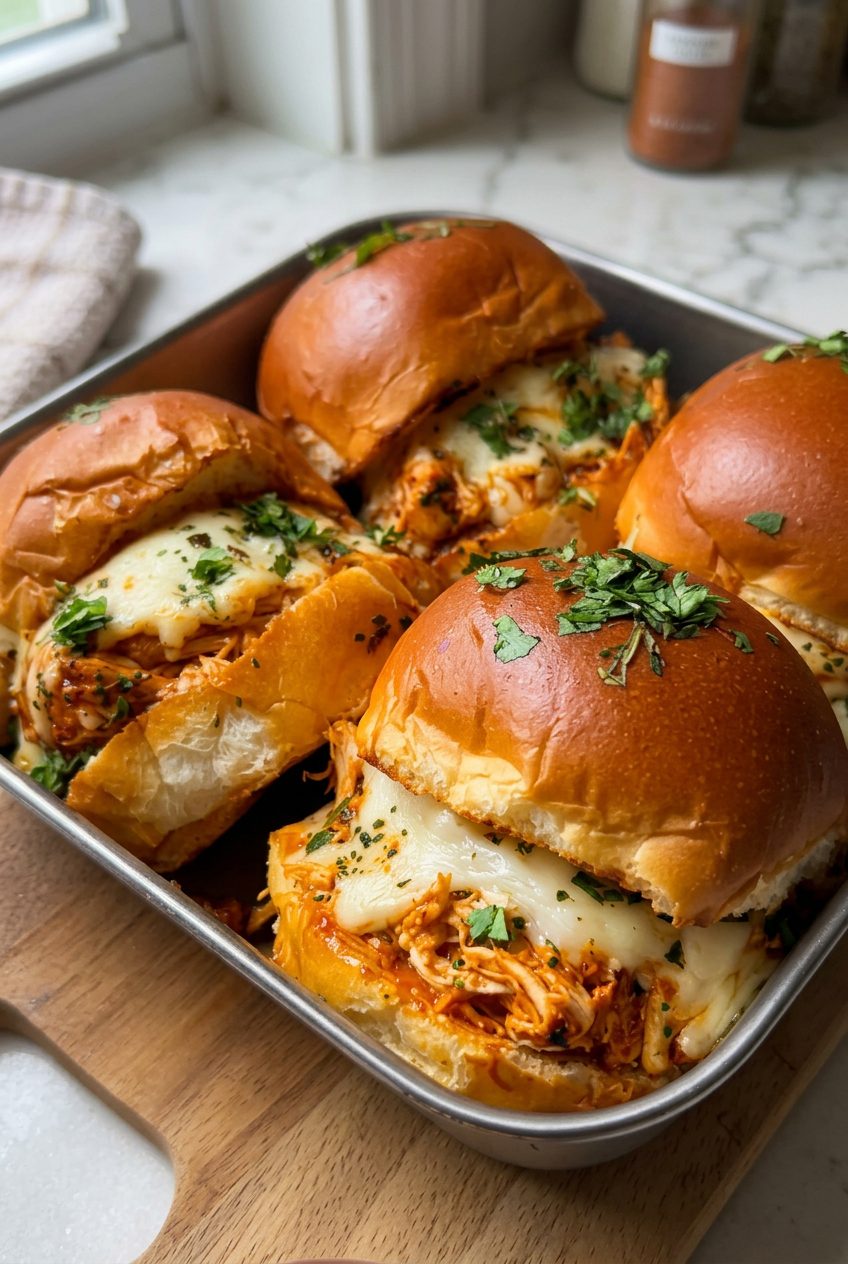 Cheesy Honey Sriracha Chicken Sliders