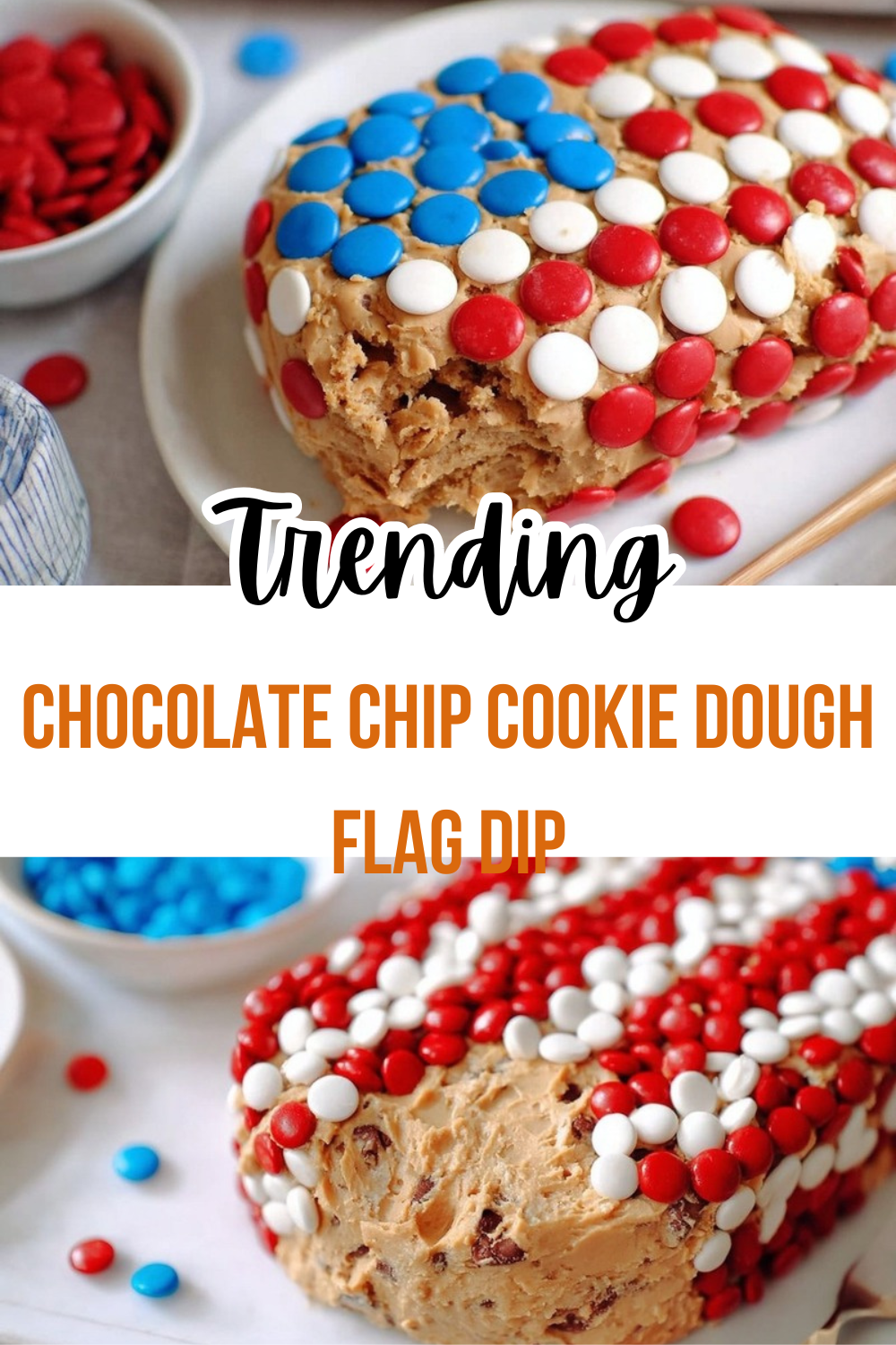 Chocolate Chip Cookie Dough Flag Dip