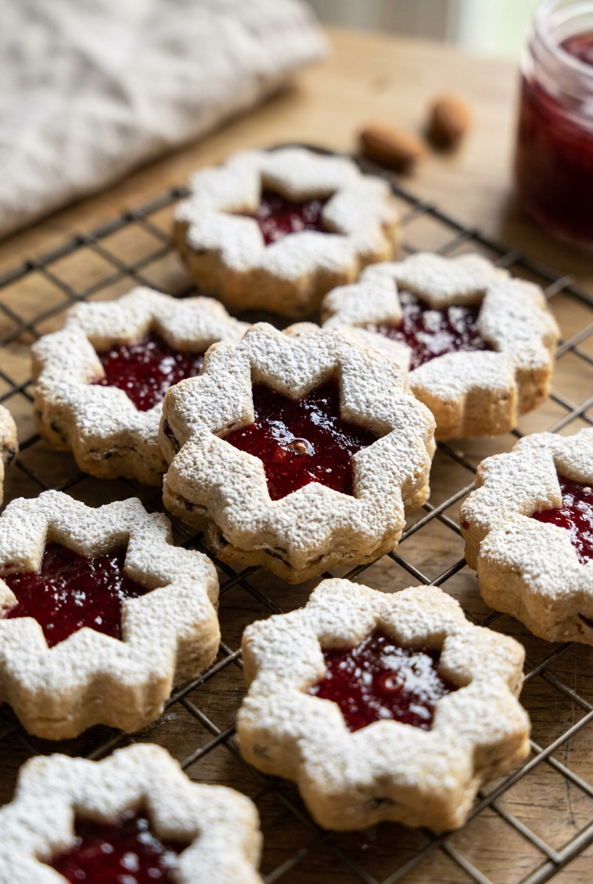 Cranberry Linzer Cookies