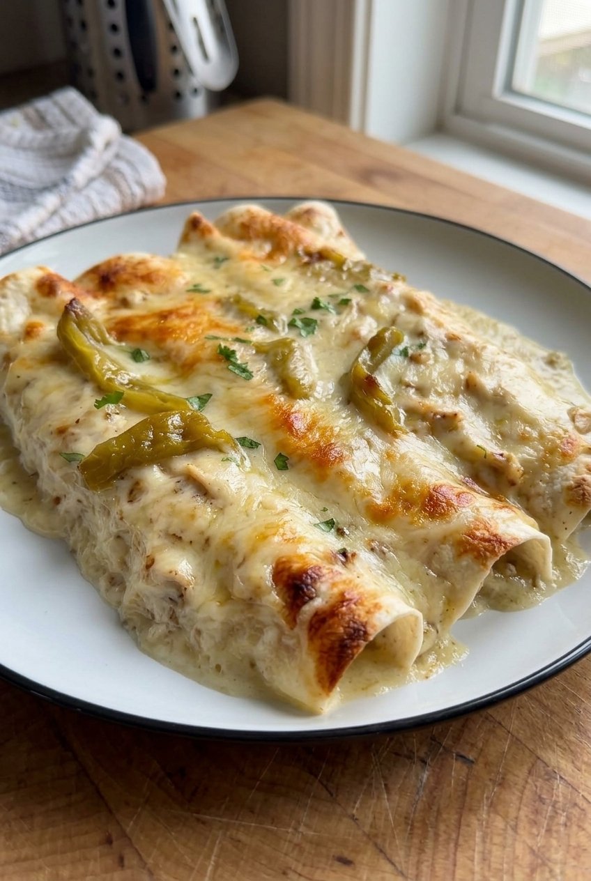 Green Chile White Chicken Enchiladas