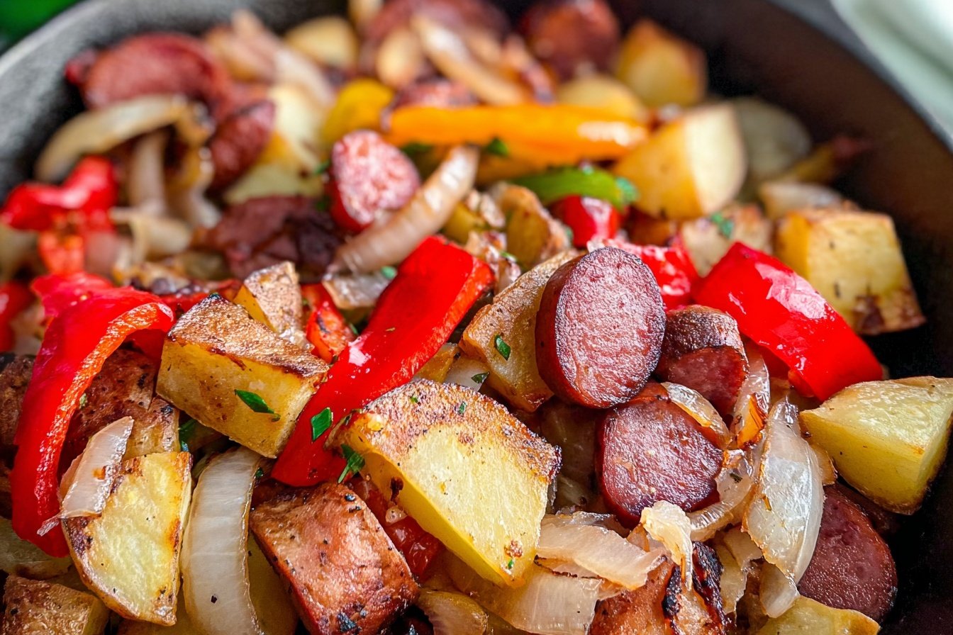 Kielbasa Peppers Potato Hash Skillet Recipe