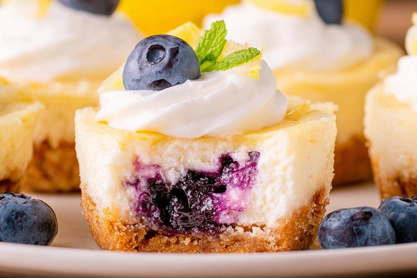 Lemon Blueberry Mini Cheesecakes