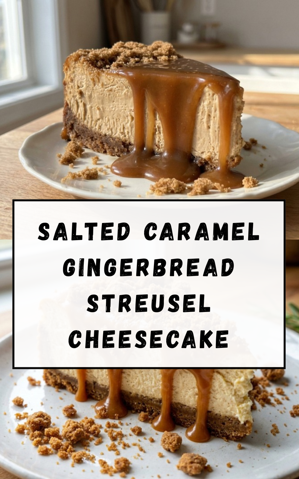 Salted Caramel Gingerbread Streusel Cheesecake