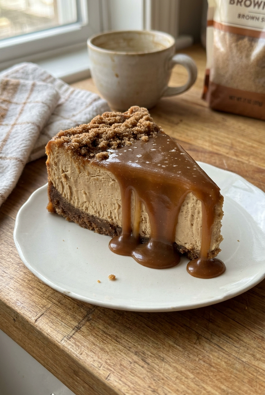 Salted Caramel Gingerbread Streusel Cheesecake