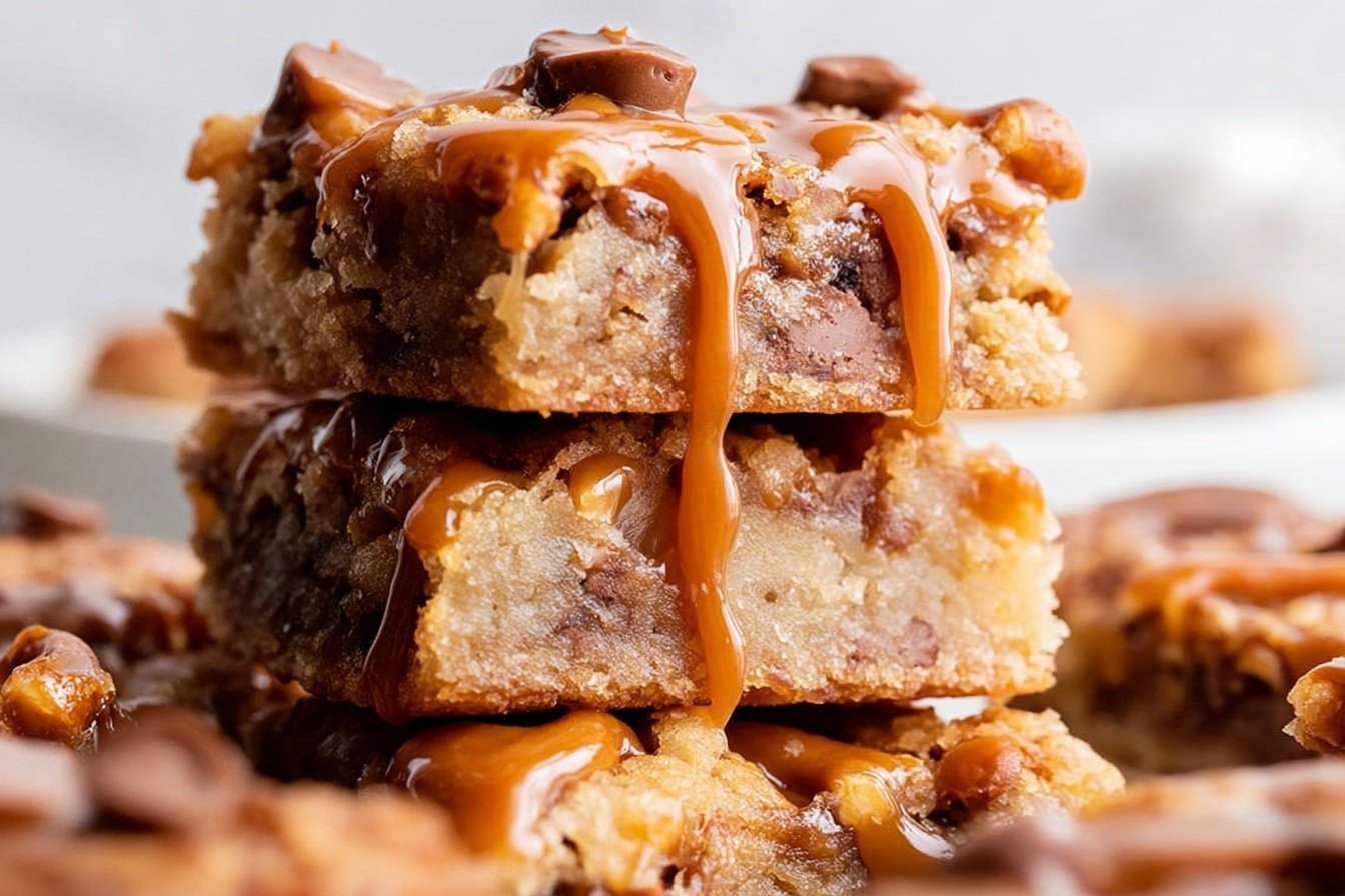 Salted Caramel Pretzel Blondies