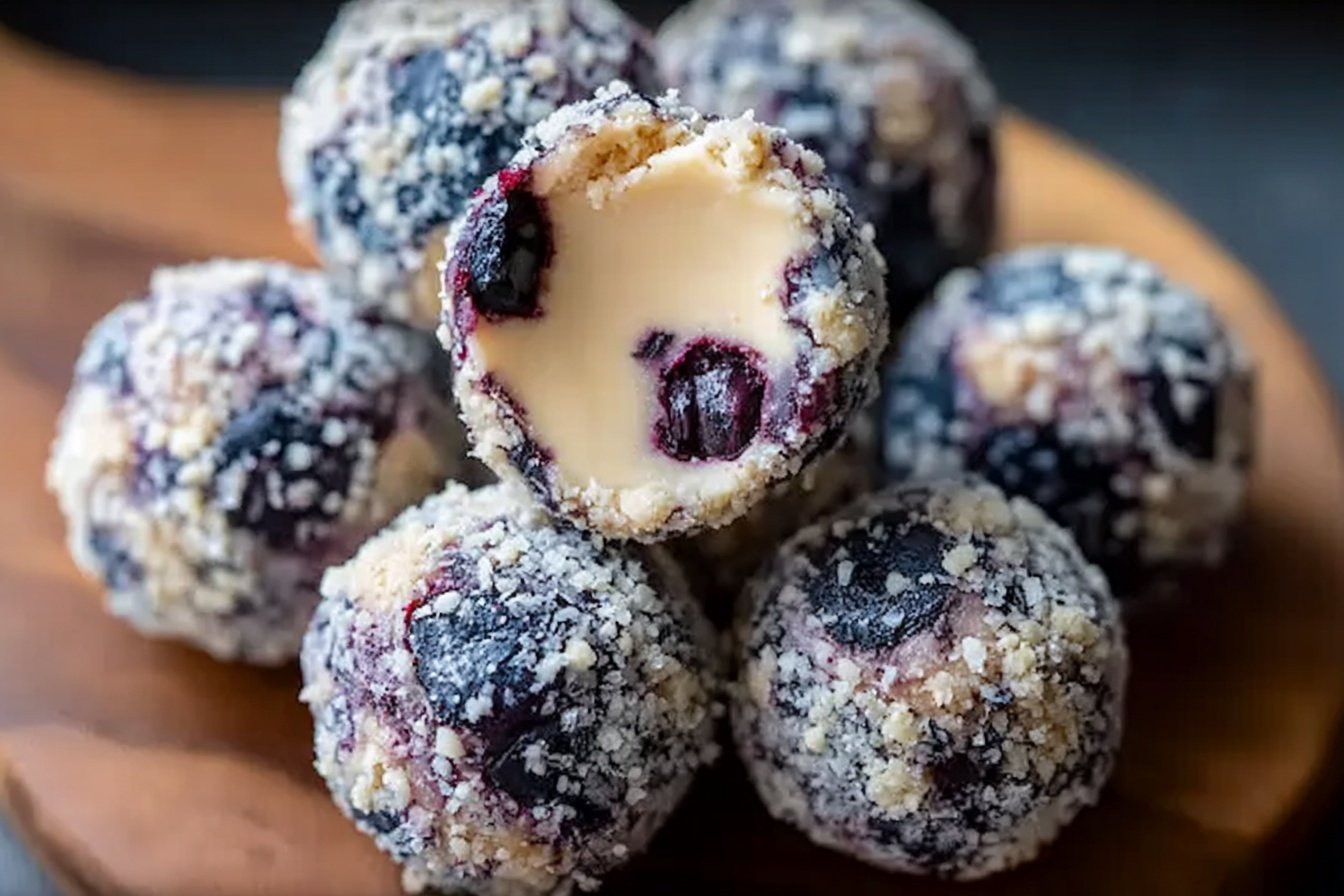 Creamy Blueberry Cheesecake Protein Balls