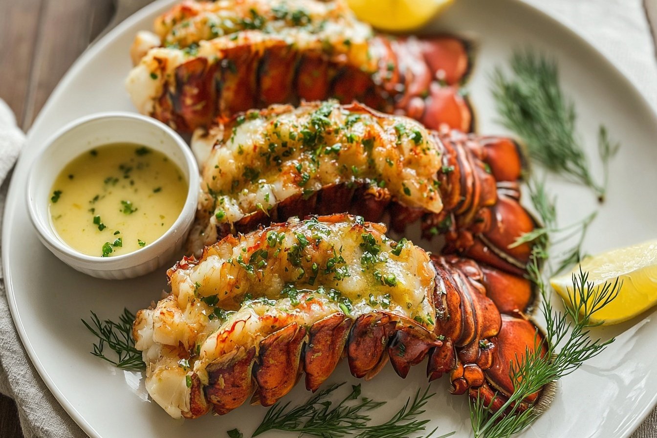 Grilled Lobster Tails With Garlic Lemon Butter Sauce