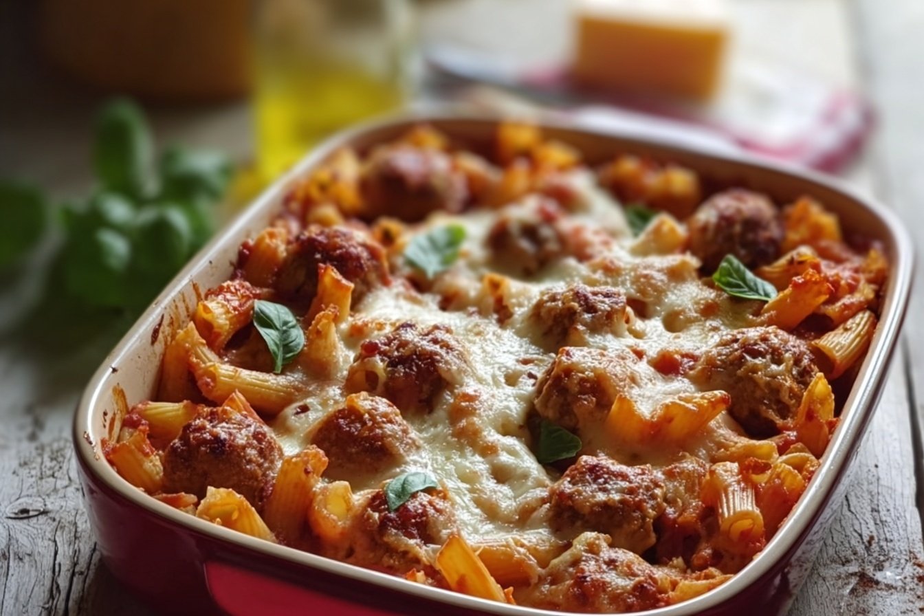 Italian Meatball Pasta Bake