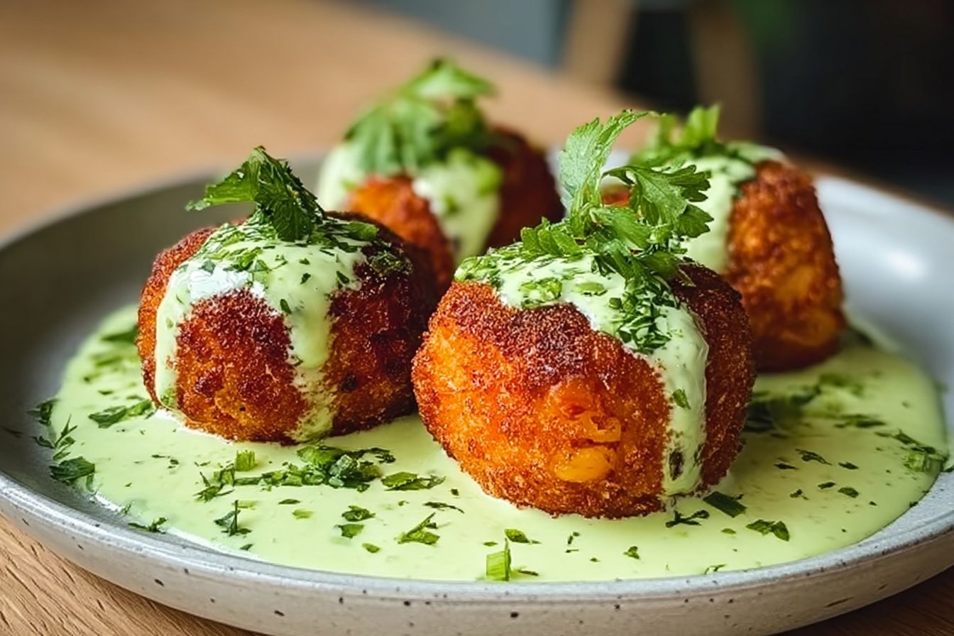 Salmon Balls With Creamy Avocado Sauce