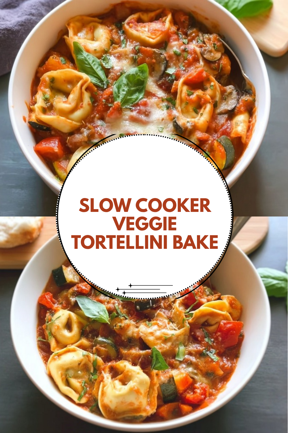Slow Cooker Veggie Tortellini Bake